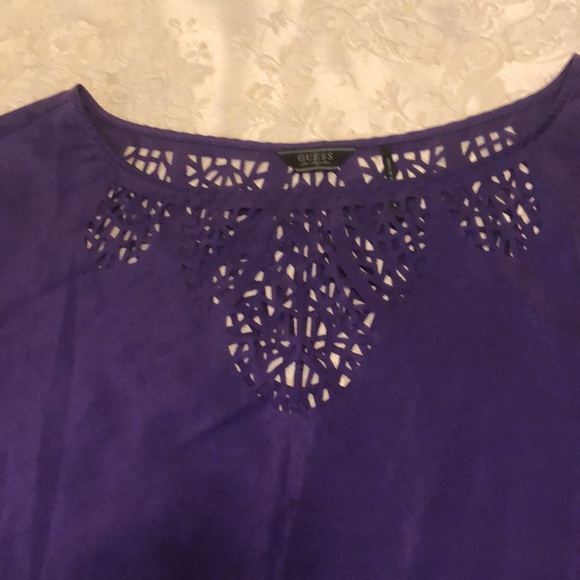 VINTAGE UNUQUE GUESS LOS ANGELES PURPLE TOP - SIZE S - LACY CUT OUTS - #328 - Picture 3 of 11